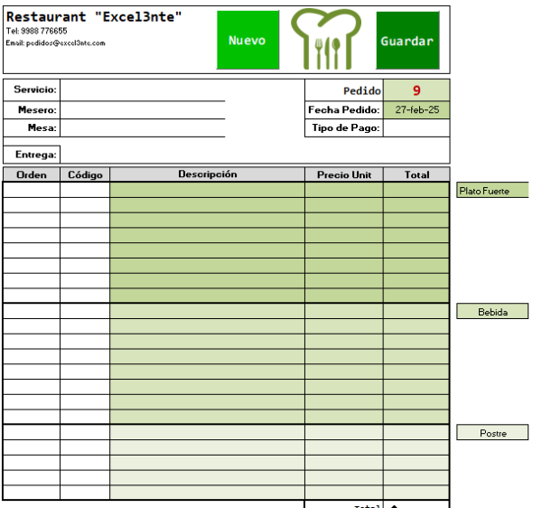 Plantilla Control de Ventas - Restaurant ó Cafetería - Imagen 2